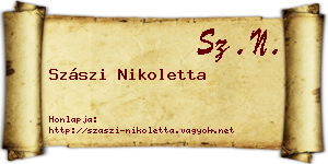 Szászi Nikoletta névjegykártya