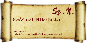 Szászi Nikoletta névjegykártya