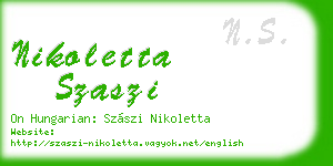 nikoletta szaszi business card